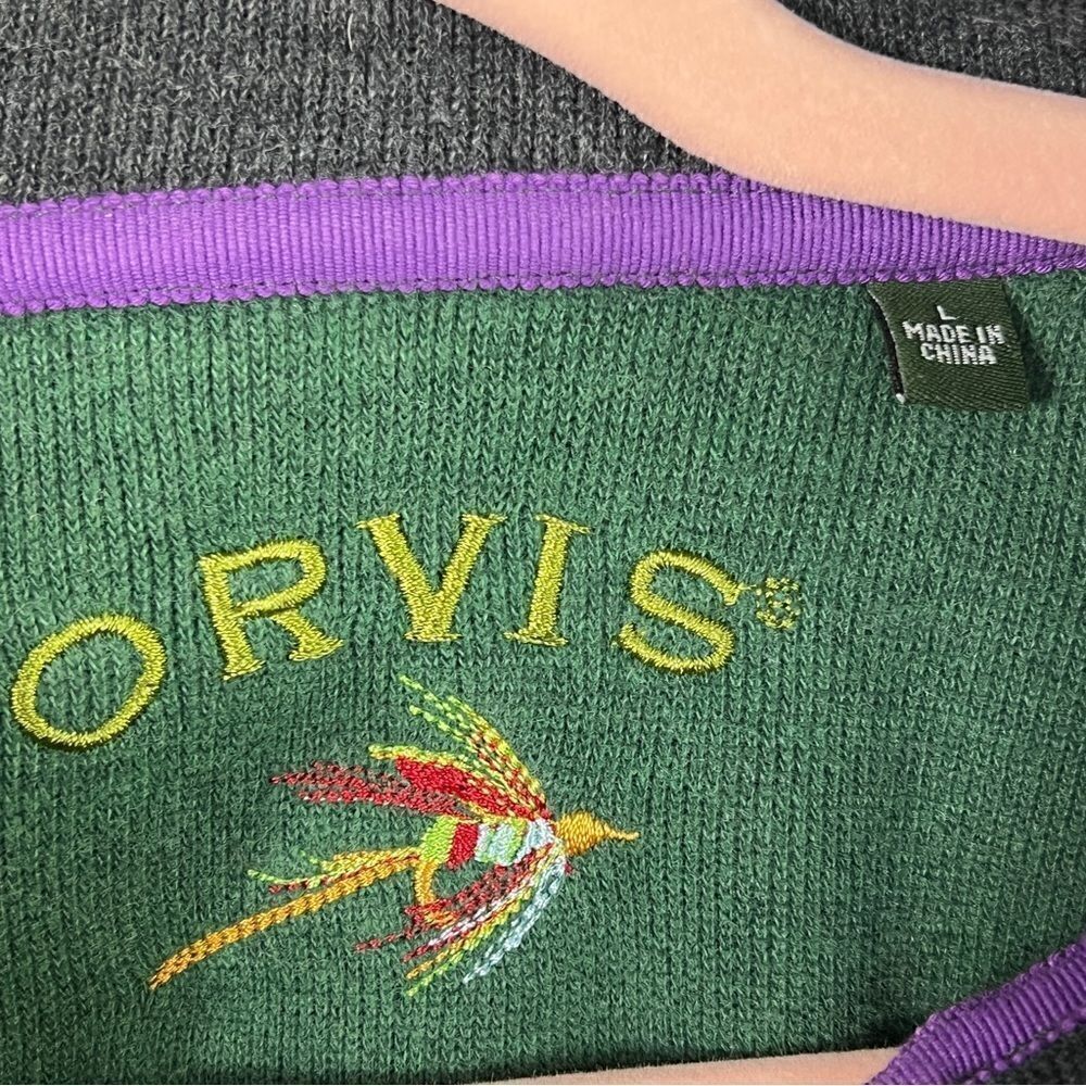 Orvis Quarter Zip Sweatshirt Men's Size Large Pull over Grey Long Sleeve - Picture 4 of 9